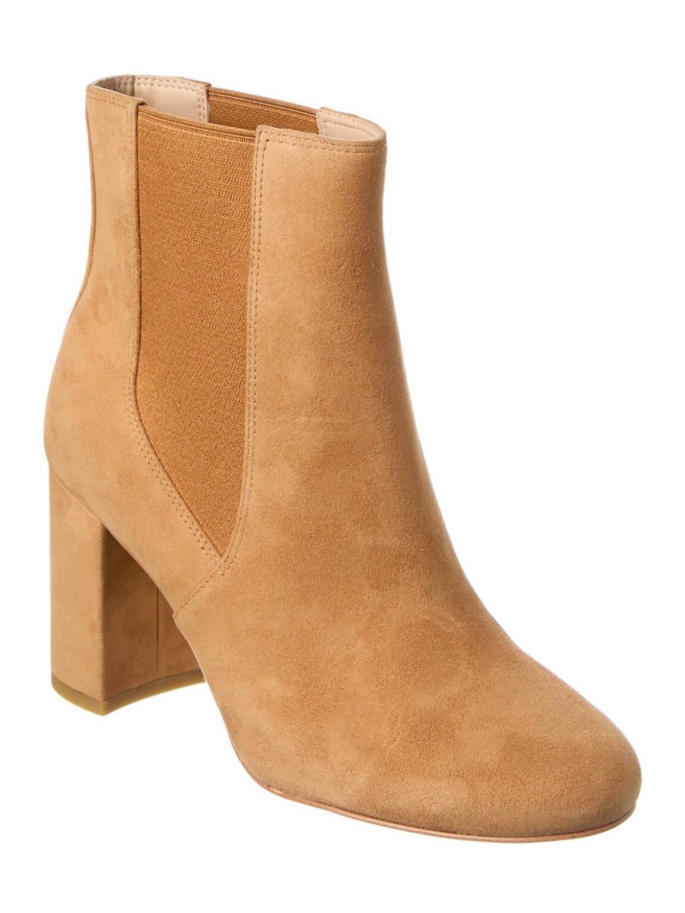 Stuart Weitzman Celina Tan Camel Suede Chelsea Ankle Boot